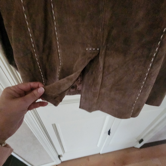 Pamela McCoy Suede Leather Jacket in Rich Brown.pit To Pit 19" - Picture 5 of 8